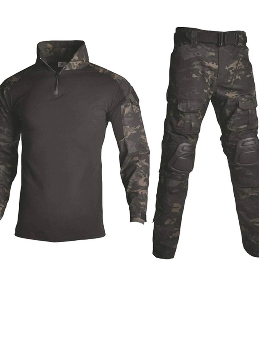 Men’s Tactical black Camouflage set hunting camping paintball size Large